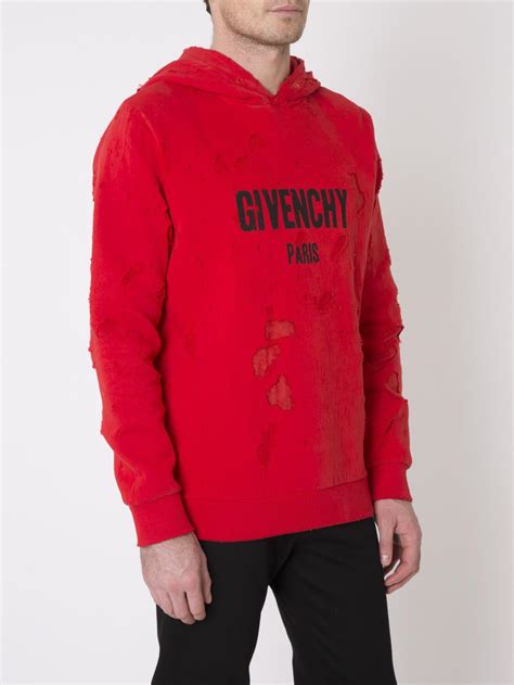 red givenchy hoodie ripped|givenchy men's destroyed hoodie.